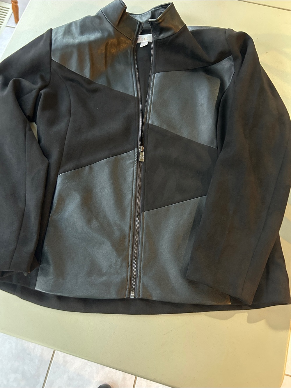 Belle by Kim Gravel Black Mixed-Material Bomber Jacket - Picture 5 of 6